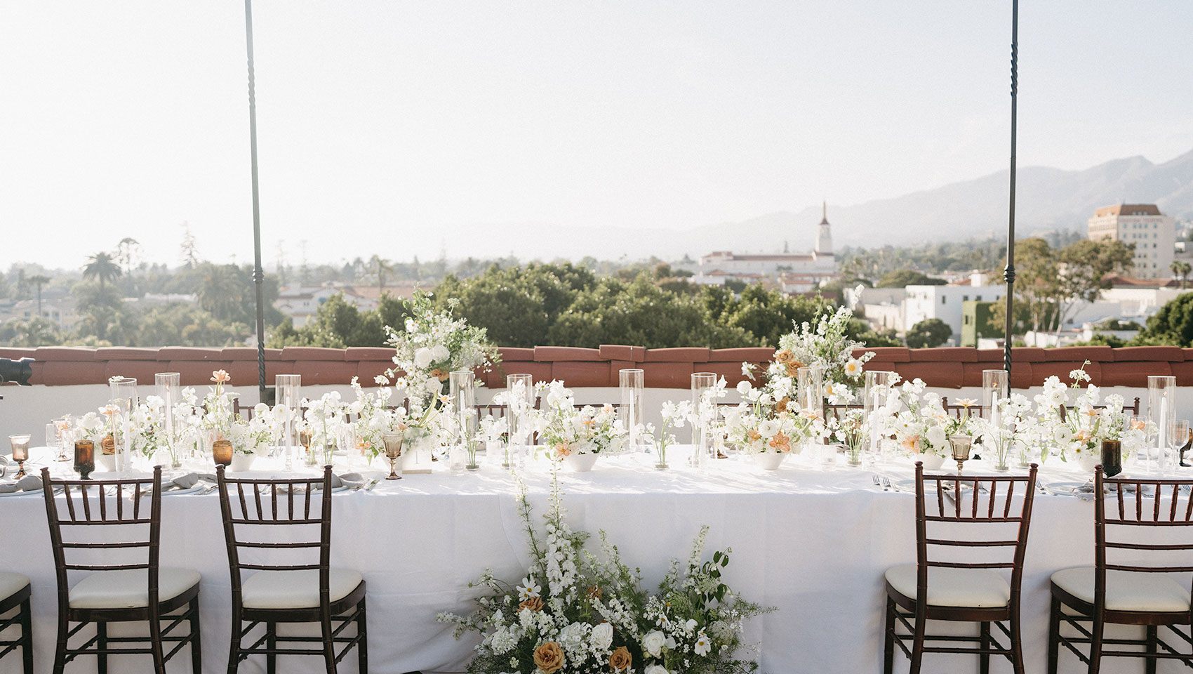 Rooftop reception table set-up