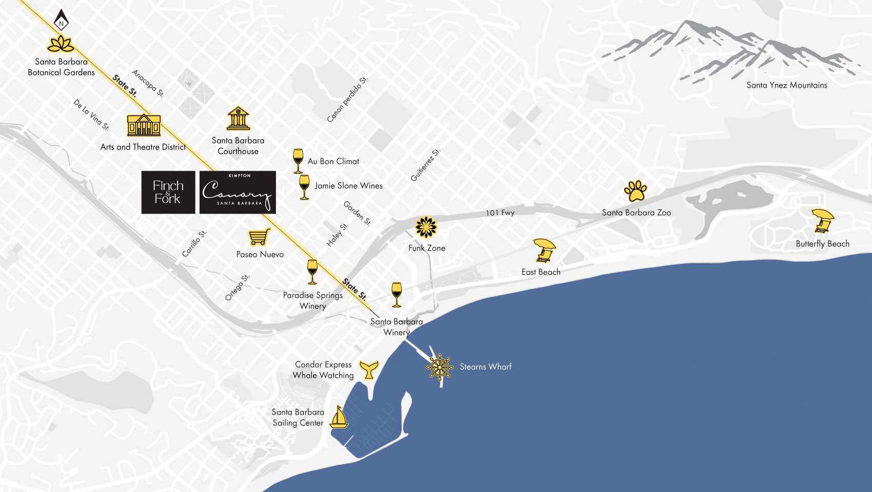 Kimpton Canary Hotel area map