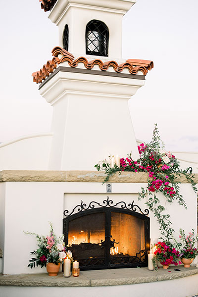 Rooftop fireplace decorated